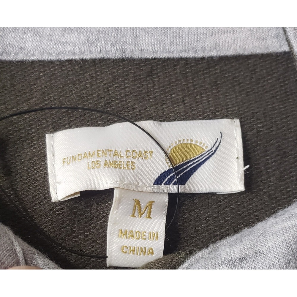 Fundamental Coast Newport Polo Mens M Military Green Long Sleeve Casual Preppy - Picture 5 of 12